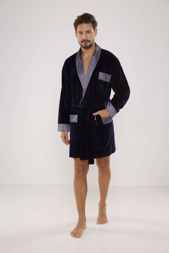 772 Мъжки форекс халат за баня Bonjour - тъмносин