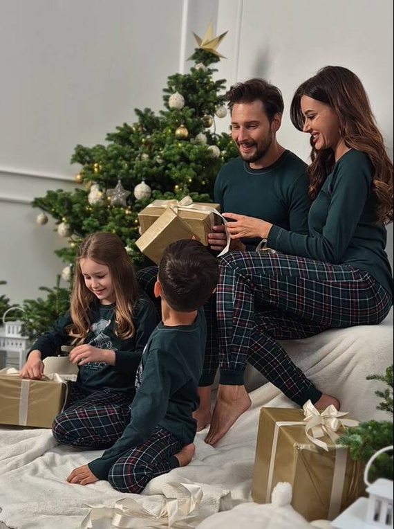 Fogo Мъжка пижама с дълъг ръкав и дълъг панталон Италианска мода - зелено/принт 