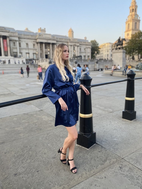 797 Класически дамски халат Forex - тъмносин