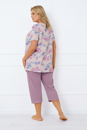 Inger Дамска пижама с къс ръкав и 3/4 панталон Италианска мода - принт/кожа 