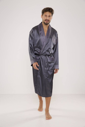 940 Forex мъжки сатенен халат за баня - сив