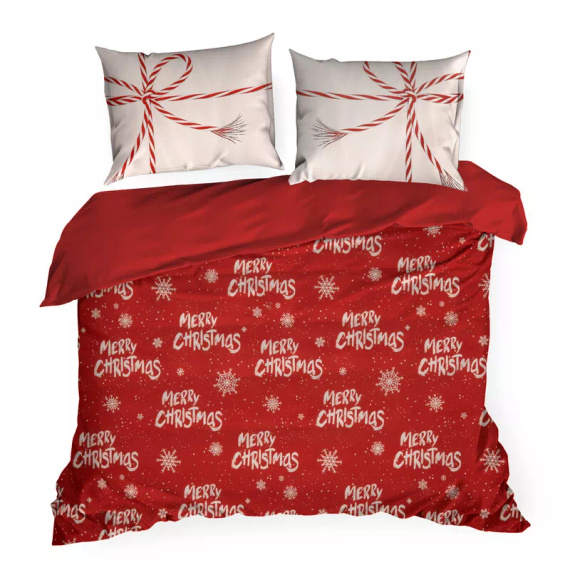 Микрофибърно спално бельо Кевин Весела Коледа Европердеси червено