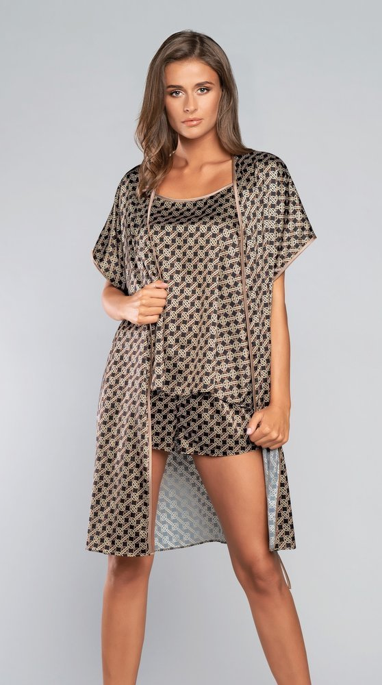 Елипсовиден халат с къс ръкав Италианска мода - кафяв