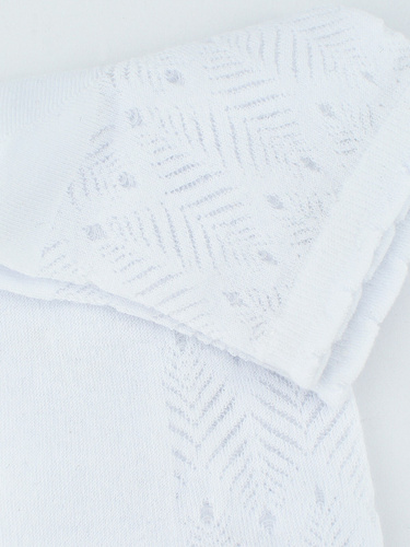 SB118 Чорапи Noviti от жакардови листа - бели