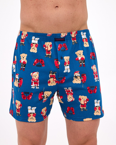 001/179 Мъжки боксерки Cornette Classic Boxer - памучни, удобни, със забавна щампа, тъмносини