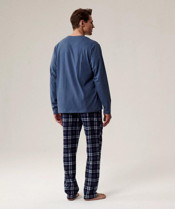 NMP-393 Атлантическо синьо – мъжка памучна фланелена пижама с панталон
