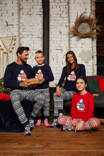 Arktyka Дамска пижама с дълъг ръкав и дълъг панталон Италианска мода - тъмносиньо/принт