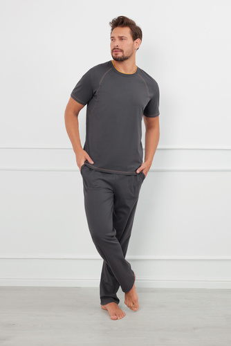 Salomon Мъжка пижама с къс ръкав и дълъг панталон Италианска мода - графит/мед