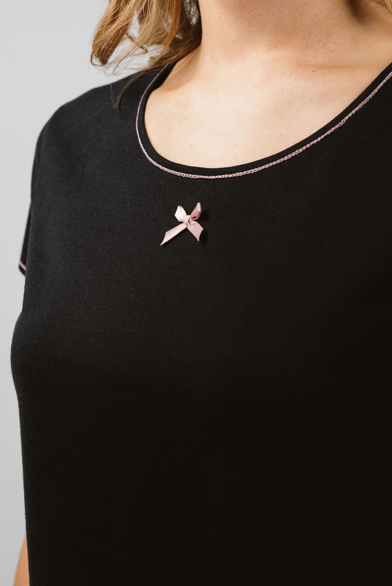 Дамска пижама Bonilla с къс ръкав и къси панталони Италианска мода - печат/черно