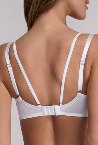 2198 Полумек сутиен AVA, с полуподплънки, дантела, с банели, елегантен, удобен - бял