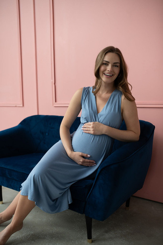 Нощница за бременни и кърмачки Star Light от бамбук Milk&Love, синя