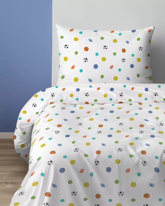 5442 A Sportowy Sen Детско памучно спално бельо Detexpol бяло