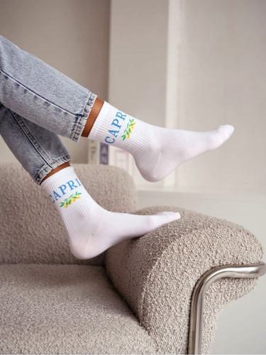 Дамски памучни чорапи Milena 0200-239 Capri – удобни, рипсени white