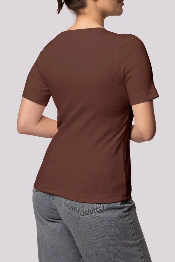 Рипсена дамска тениска на райе Mona, шоколад