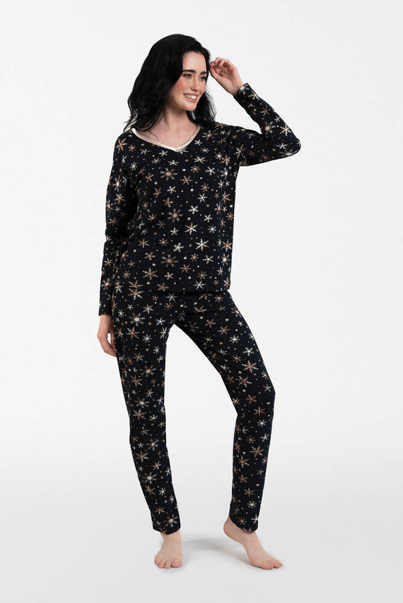 Laponia Дамска пижама с дълъг ръкав и дълъг панталон Италианска мода - принт