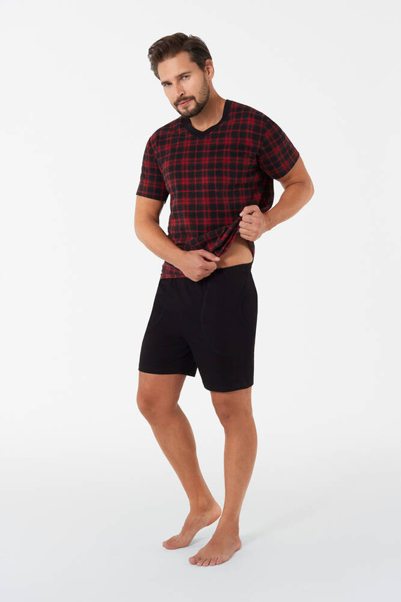 Elijah Мъжка пижама с къс ръкав и къси панталони Италианска мода - принт/черно