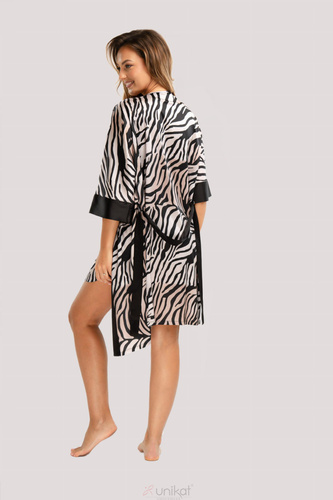 Сатенен халат Braga Unikat – зебра, елегантен, с колан