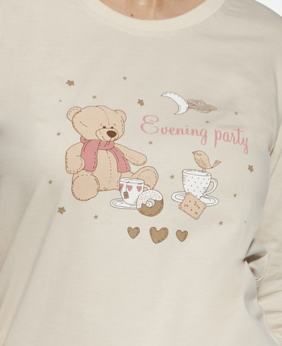 594/187 592/187 Piżama dziewczęca Cornette Bears | Bawełna, nadruk, długie spodnie w kratkę