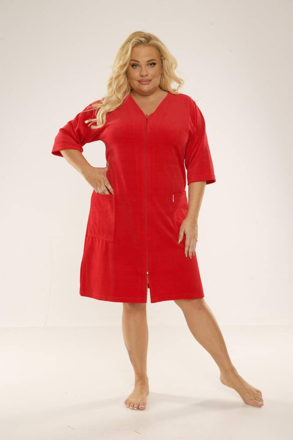 431 Дамски халат от велур Forex - червен