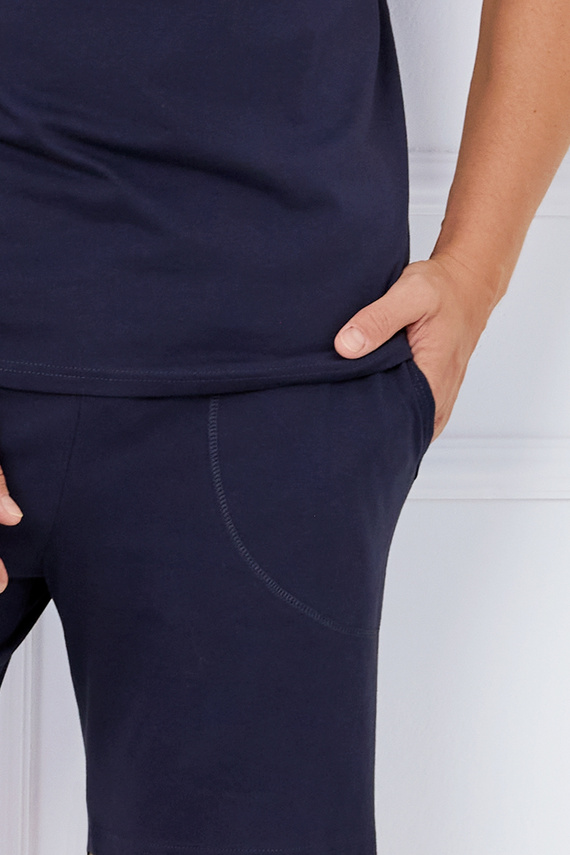 Порт Мъжка пижама с къс ръкав, къси панталони Италианска мода - тъмносиньо 