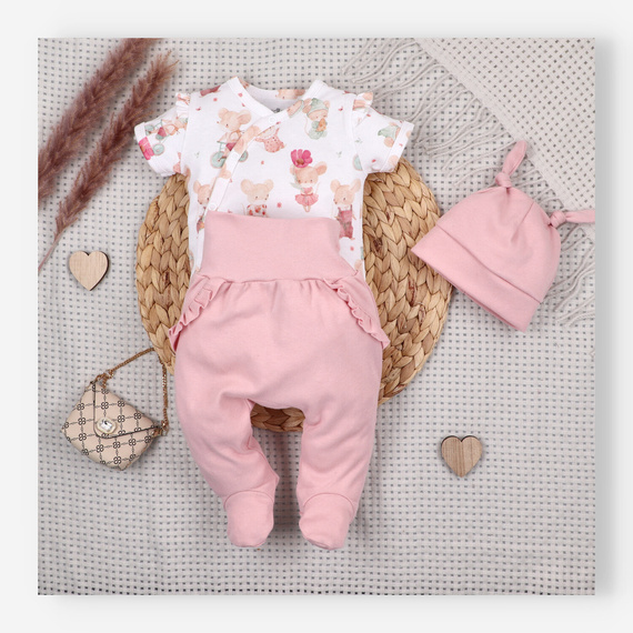 Бебешко боди Nini Little Mouse органичен памук тип прегърни ме къс ръкав