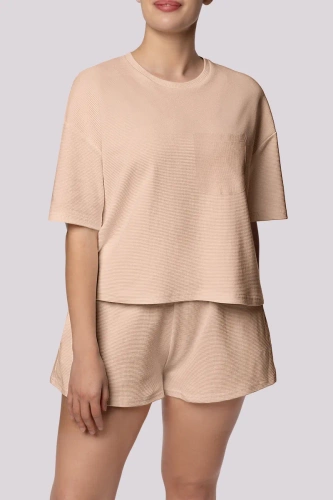 Cozy shortsleeve Piżama damska Mona beżowy