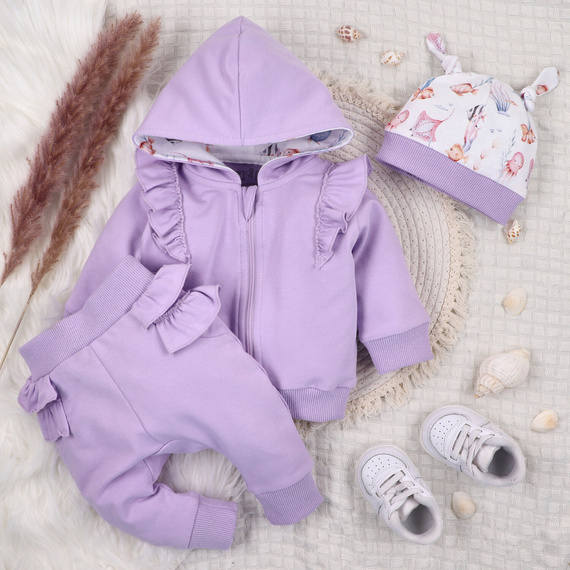 ABN-5488 Суичър Underwater World Nini – органичен памук, лилав, цип, качулка