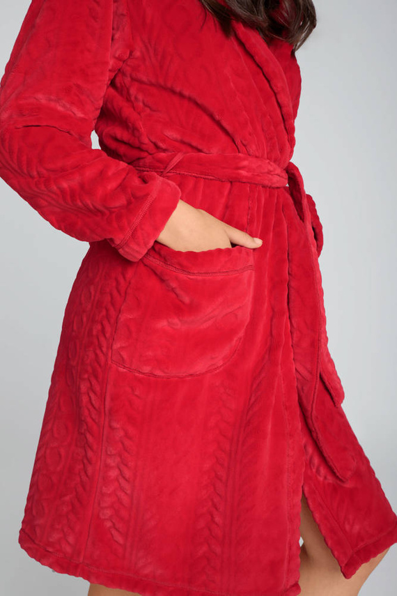 Дамски вълнен халат Zala Италианска мода - червен 