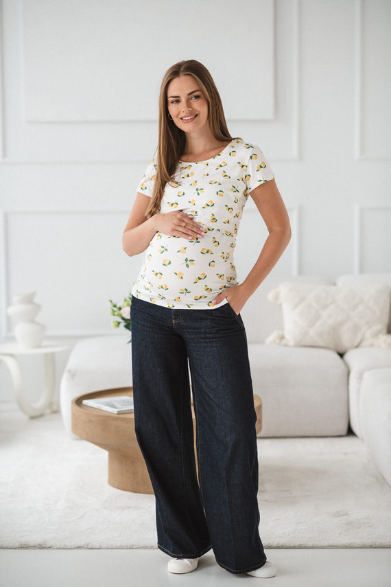 Milk Shirt Блуза за кърмачки и бременни с къс ръкав Milk&Love с лимончета - удобна и стилна