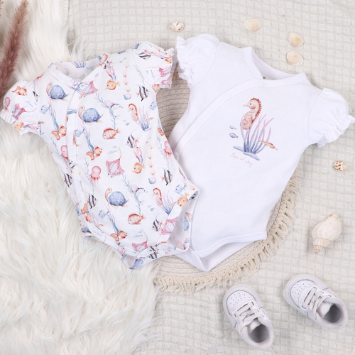 ABN-5474 Underwater World Nini плик боди бяло – органичен памук, къс ръкав