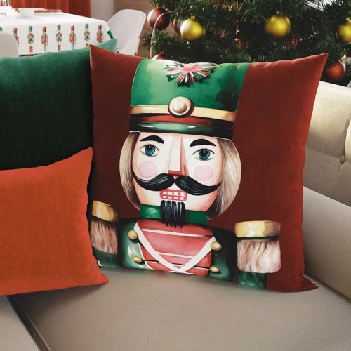 PBN279 Лешникотрошачки Коледна калъфка за възглавница Marquisette червена