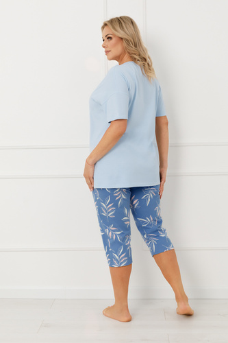 Дамска пижама ERULA Italian Fashion памук къс ръкав панталон 3/4