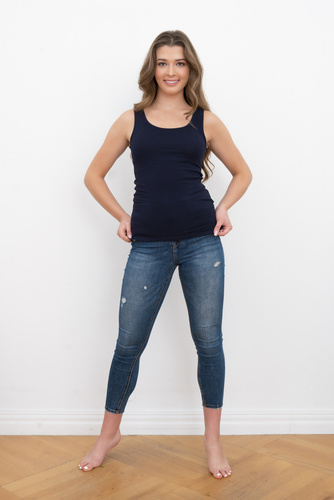 Дамска риза с широки рамене Ibiza Италианска мода - тъмносиньо 