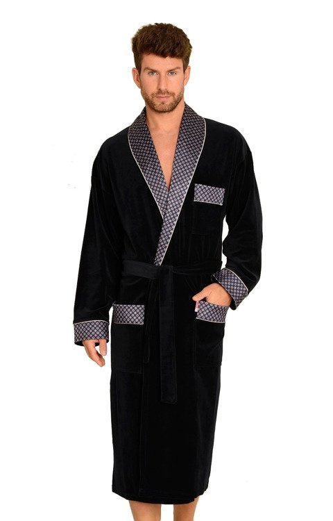 773 Мъжки форекс халат за баня Bonjour - тъмносин