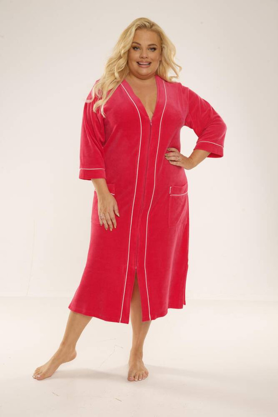 974 / 352 Дамски халат от велур Forex - малинов