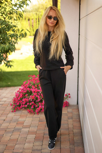 Дамски анцуг Maio Mirale, памук 95% памук 5% еластан, полско производство - елегантен спортен комплект - черен