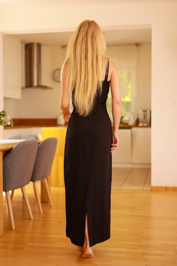 Irving - дамски комплект: макси рокля + суичър, 95% памук 5% еластан | Полска марка Mirale - черен