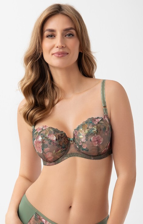 K 939 Delaila мек сутиен Gorsenia зелен - прозрачен, бродиран, с подплънки