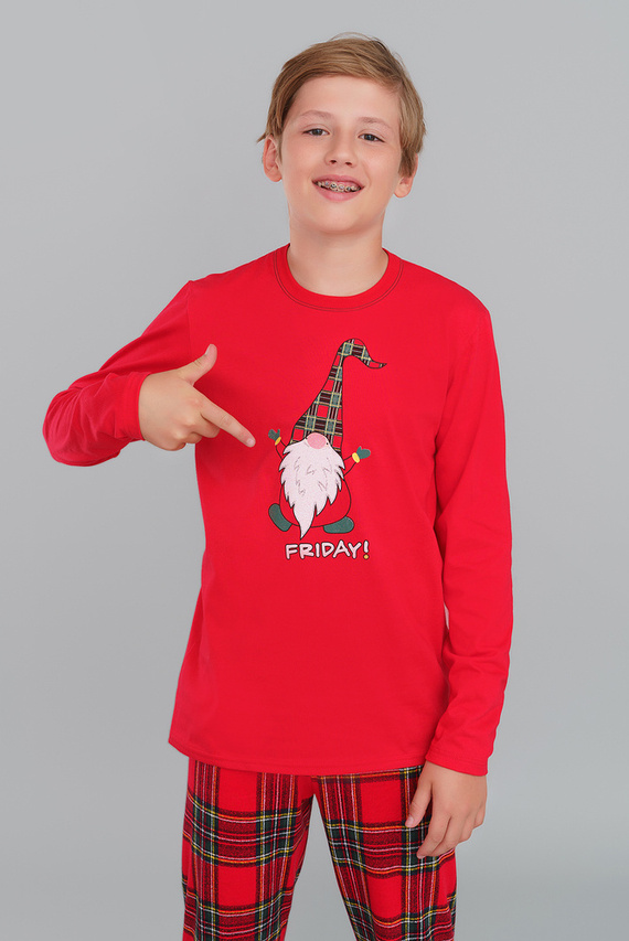 Narvik Пижама за момчета Италианска мода - червена/принт 