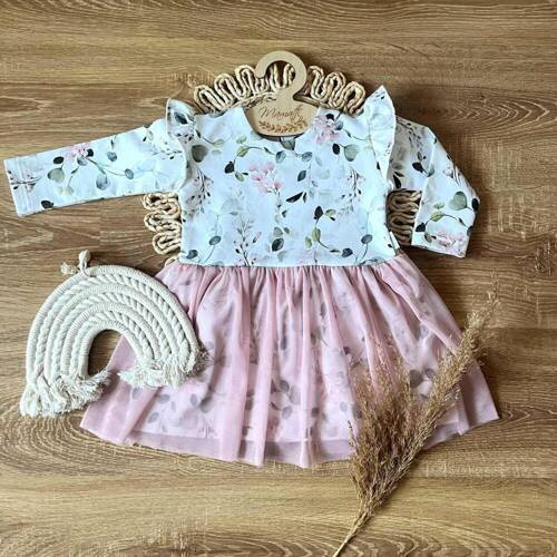 SH025 Sukienka dziewczęca z długim rękawem Mamatti