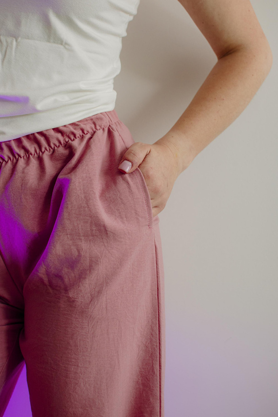 Maeve 875 De Lafense дамски панталон за пижама - дълъг, едноцветен, с джобове - розов