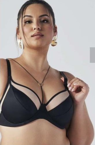 2135 Полумек сутиен с полуподплънки Ava - черен 