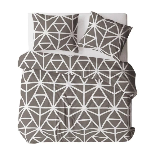 376N спално бельо от кора Bielawa KARO тъмно сиво | 100% памук, копчета, грамаж 140 гр/м²