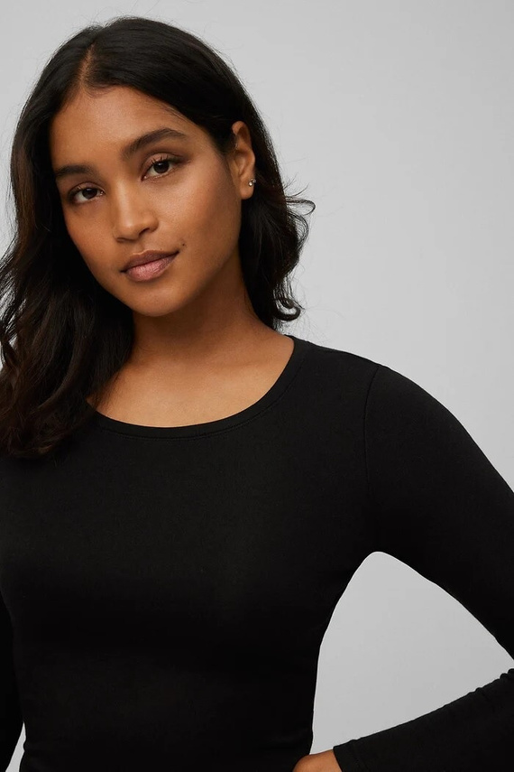 Черна дамска термо тениска Ysabel Mora 70017 - мека, дишаща, хипоалергенна, с дълъг ръкав