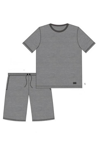 925/178 Tom Мъжка пижама с къс ръкав, шорти Cornette, сива