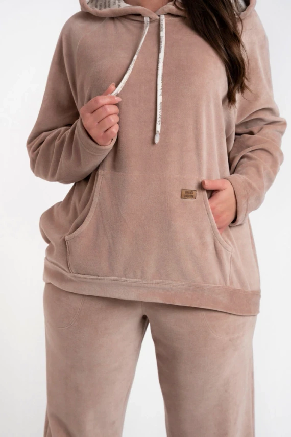 Oliw Дамски суитшърт с качулка Italian Fashion - бежов 