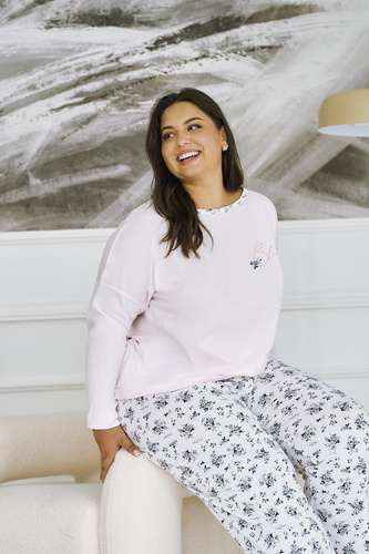 Дамска пижама Ella 3465/3466 TARO pink – памучна, дълъг ръкав, удобна и стилна