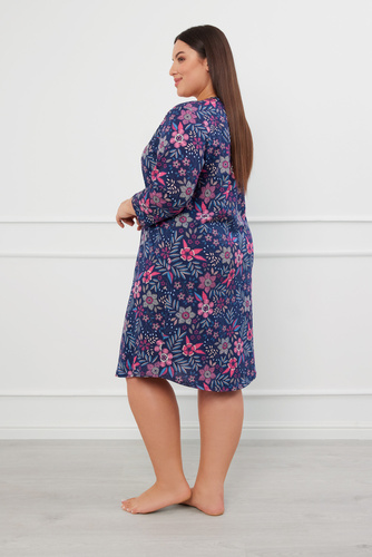 Фолклорна нощница с разкопчани копчета, 3/4 ръкав Италианска мода - принт 