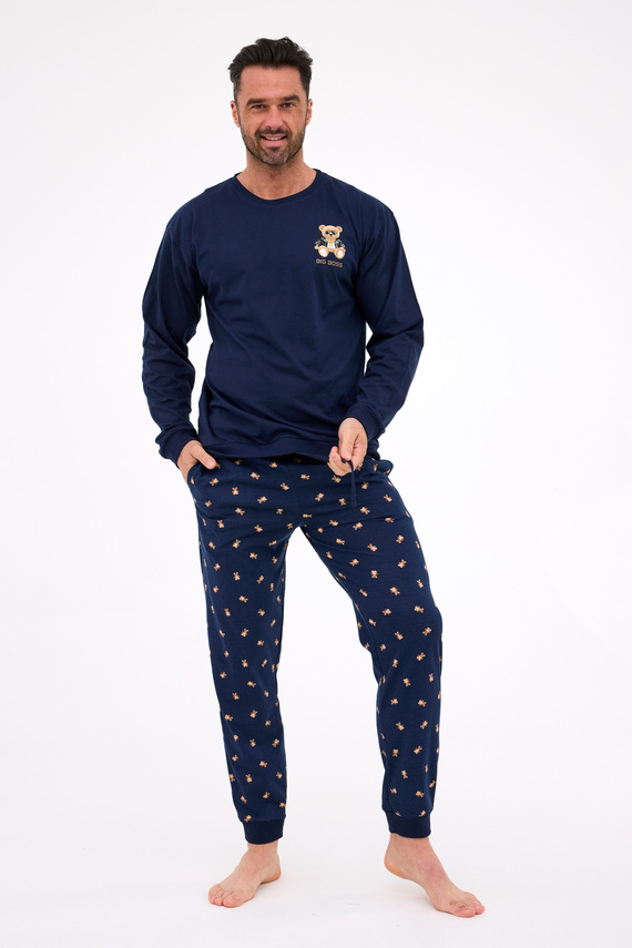 939/300 Big Boss Cornette – мъжка пижама, тъмносиня, памук, с щампа