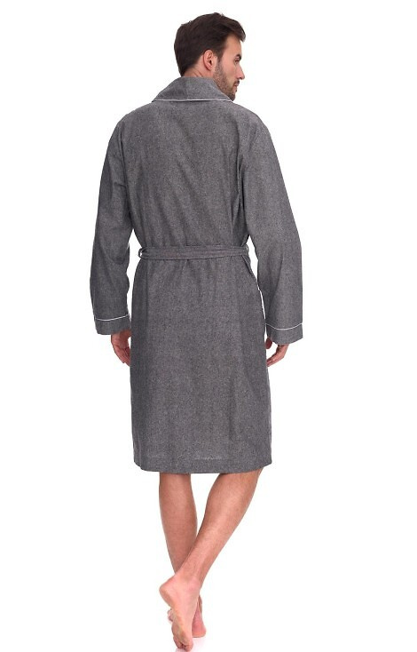 2532 Мъжки халат Zeus L&L сив – дълъг, памук, меланж, класически